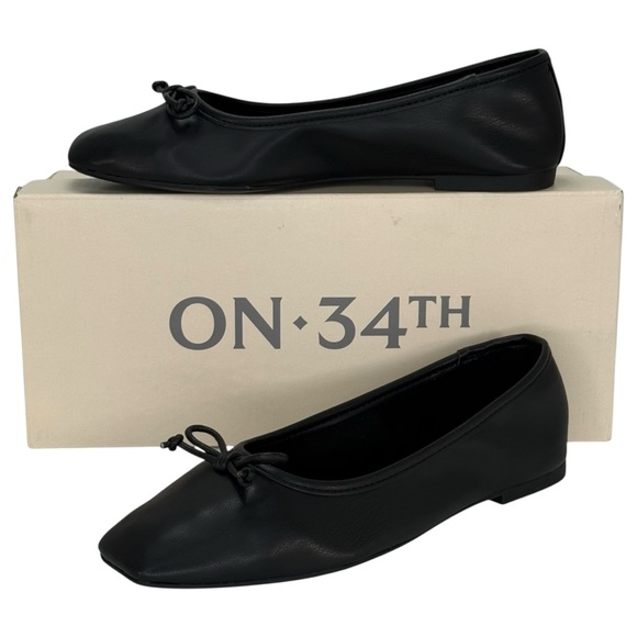 ON 34th Shoes - On 34th Naomie Black Faux Leather Womens Flats Size 5M
